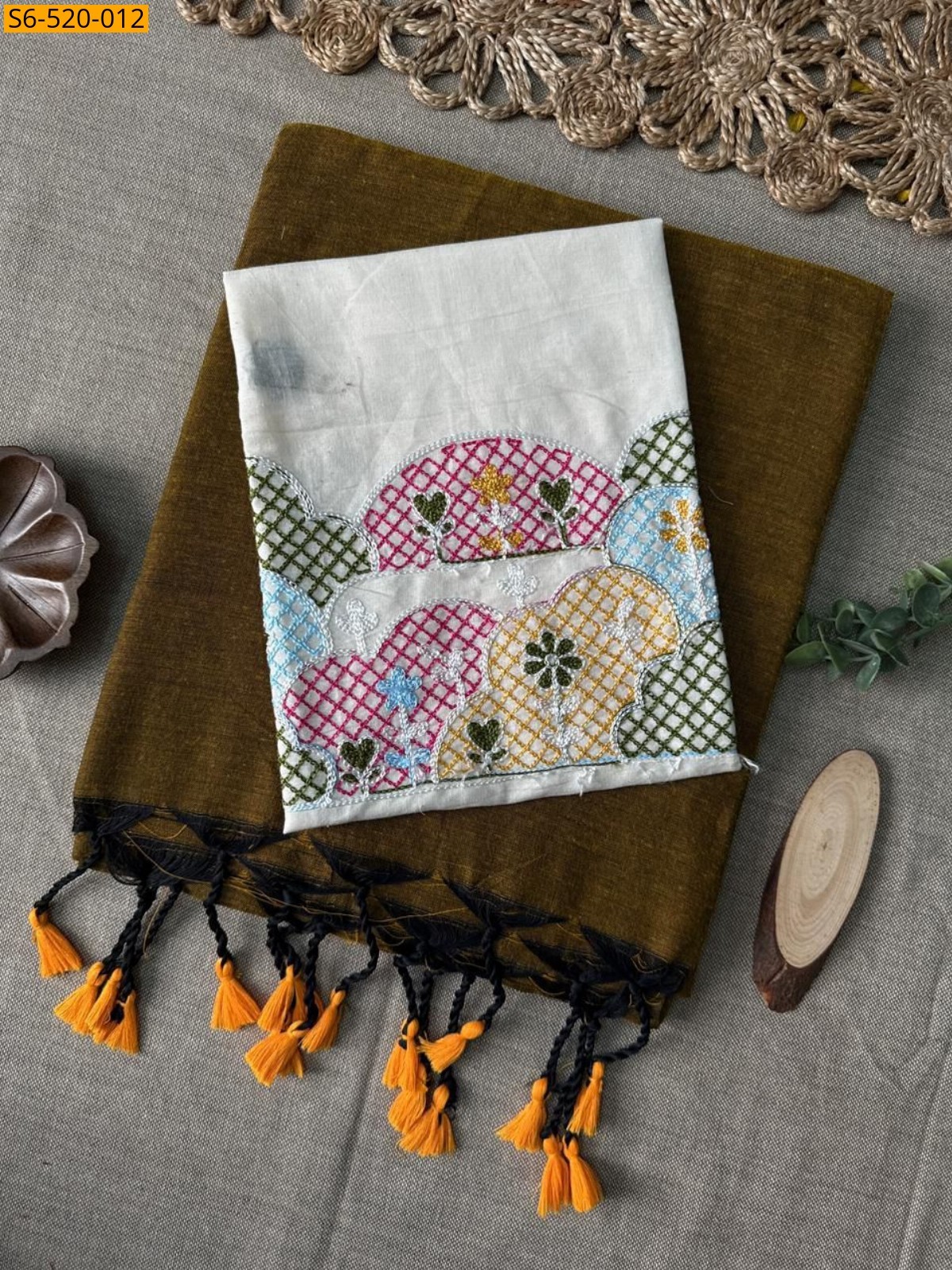 Mehandi green Khadi Cotton Saree