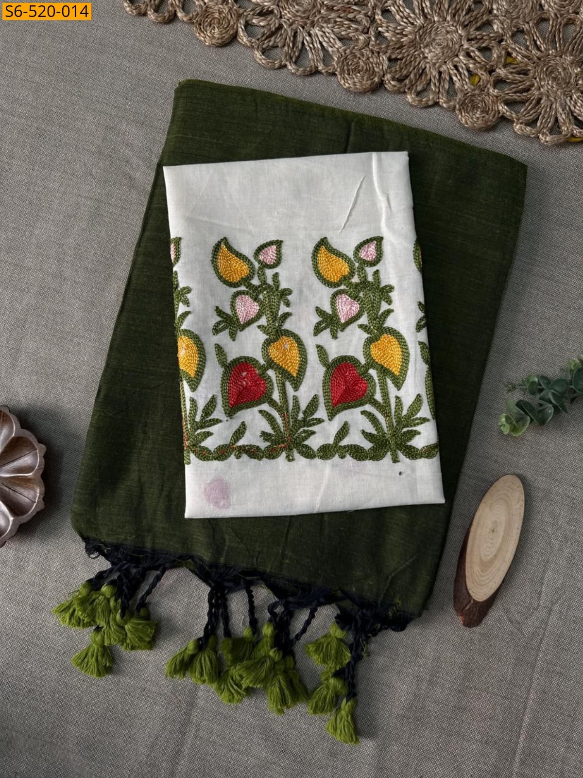 Green Khadi Cotton Saree