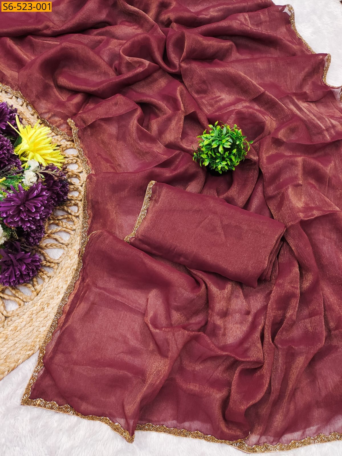 Maroon Fendy Crush Sarees