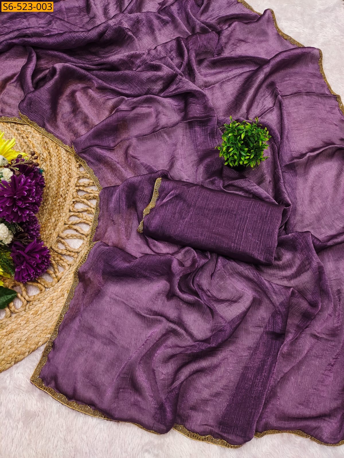 Purple Fendy Crush Sarees
