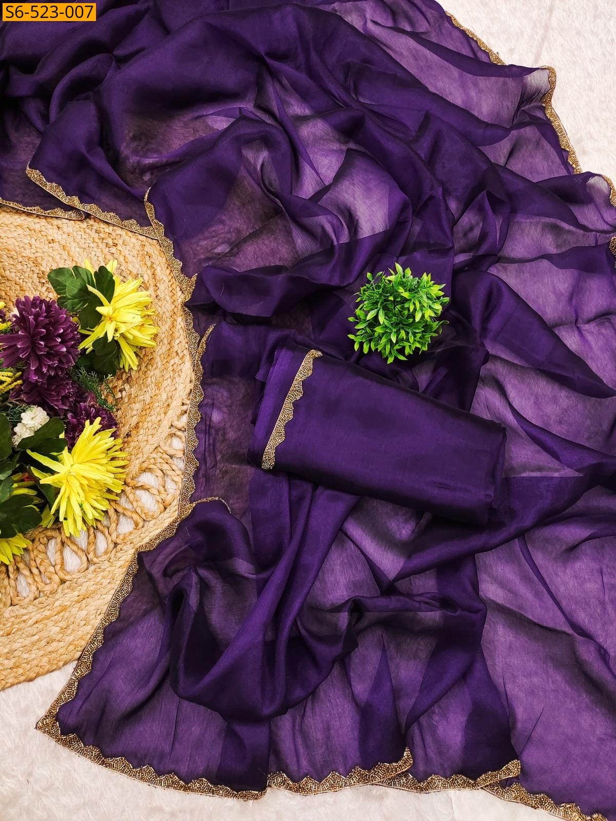 Purple Fendy Crush Sarees