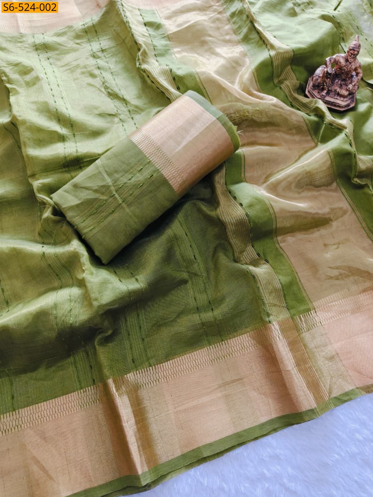 Green Fancy Maheshwari silk saree