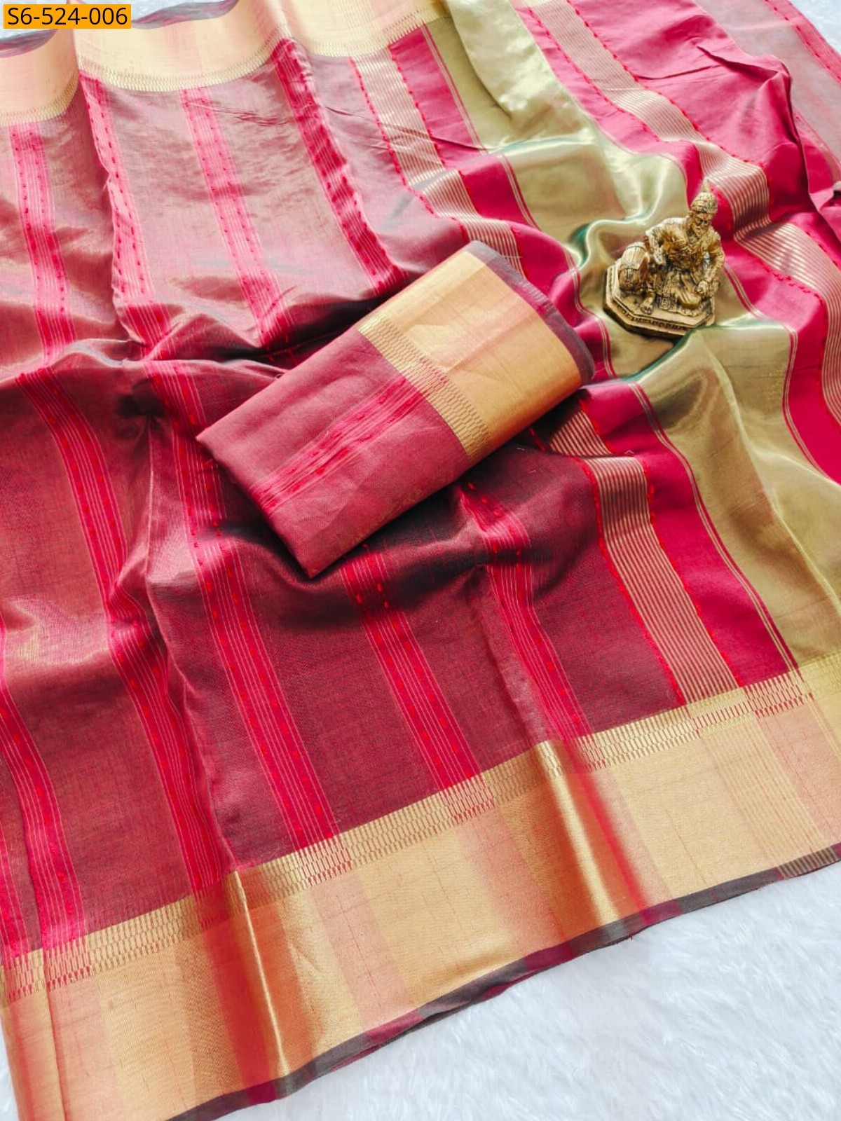 Pink Fancy Maheshwari silk saree