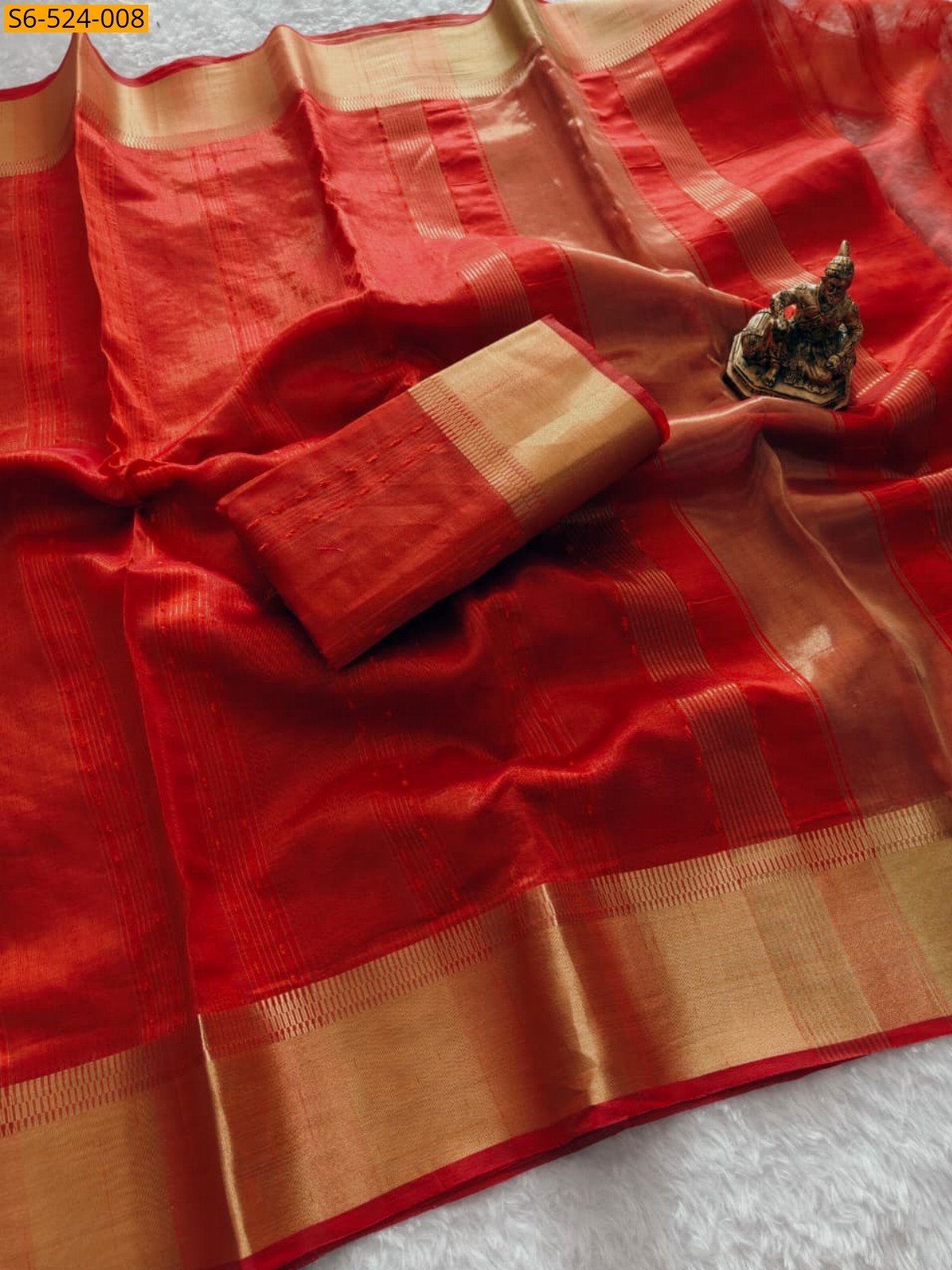 Red Fancy Maheshwari silk saree