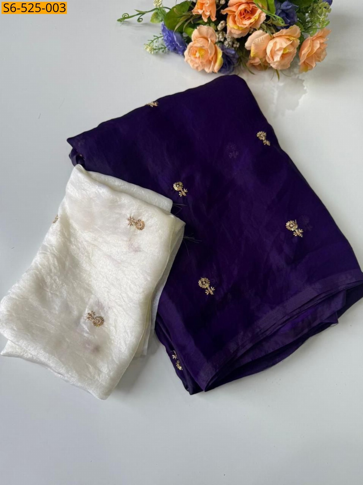 Violet Fendy Satin Dual Shade Sarees