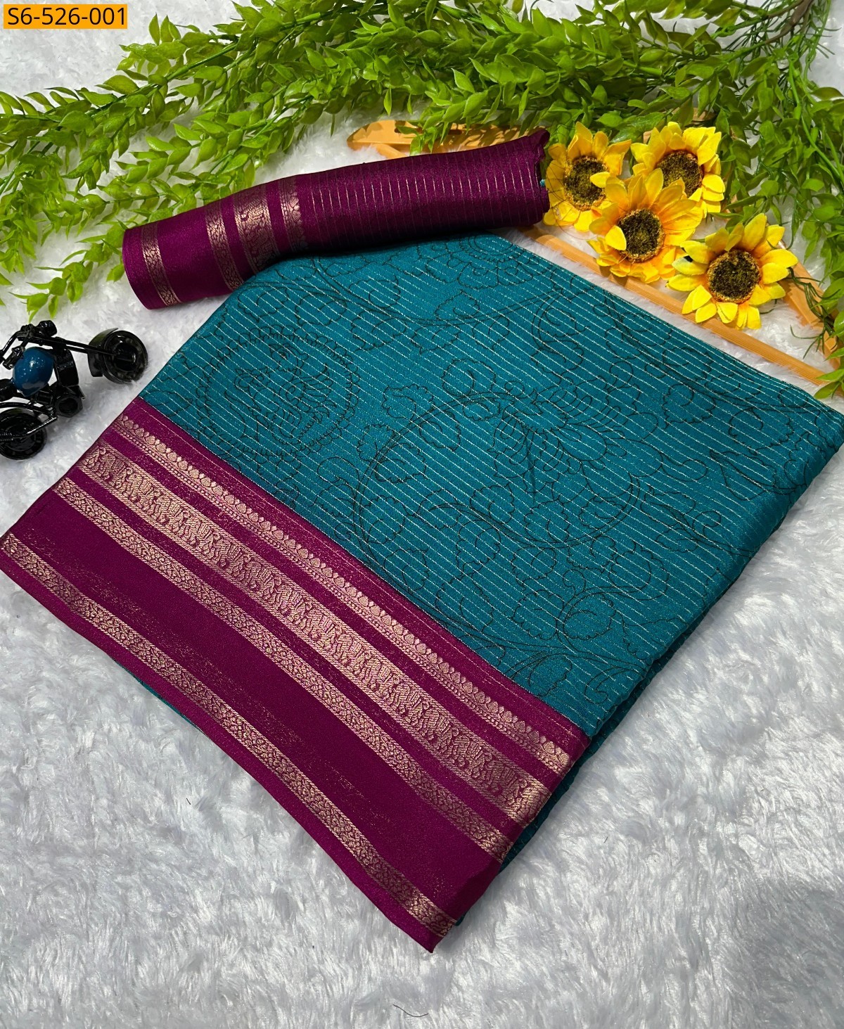 Blue Fancy Mysore silk saree