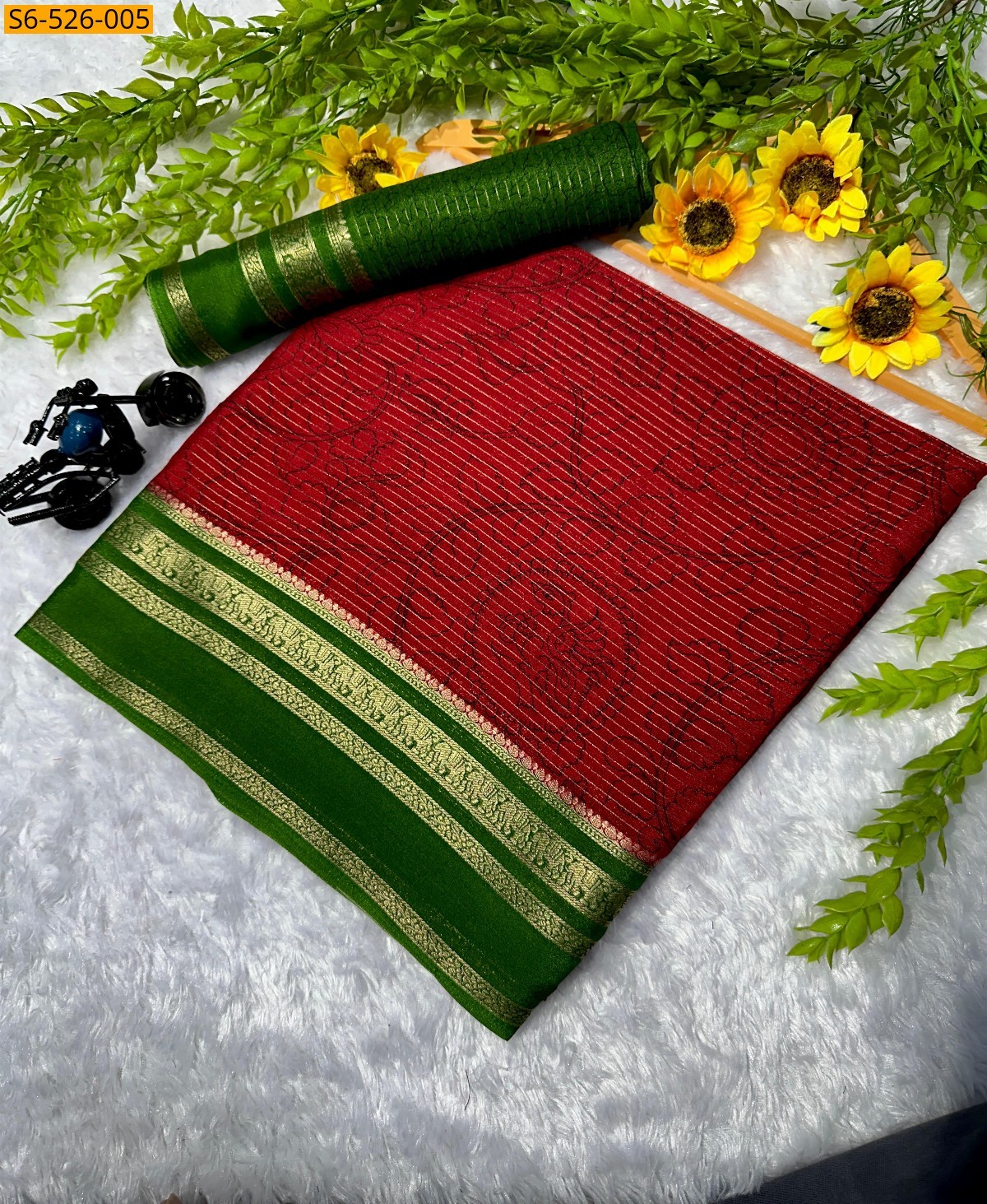 Red Fancy Mysore silk saree