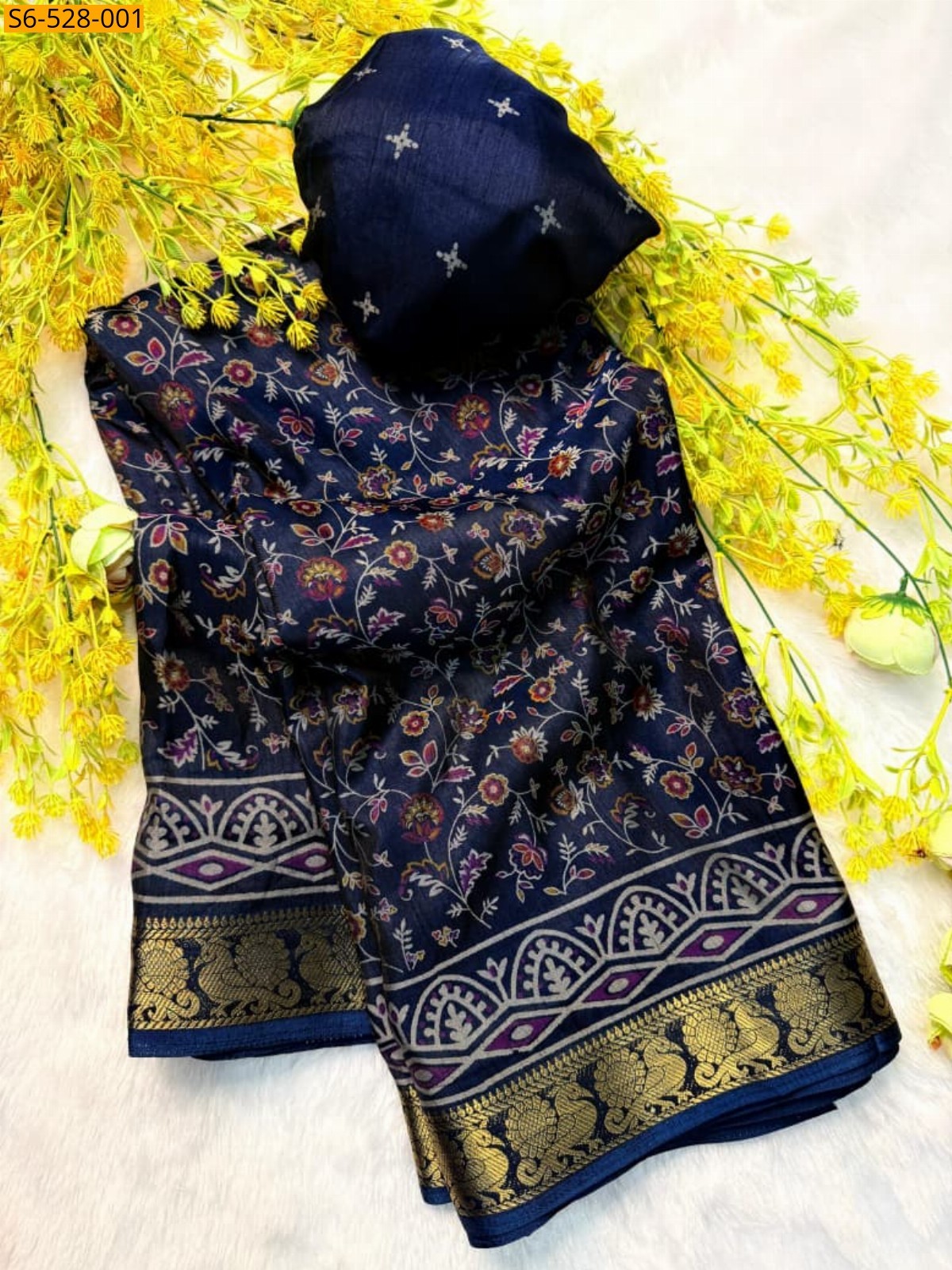 Navy blue Fancy Dola silk sarees