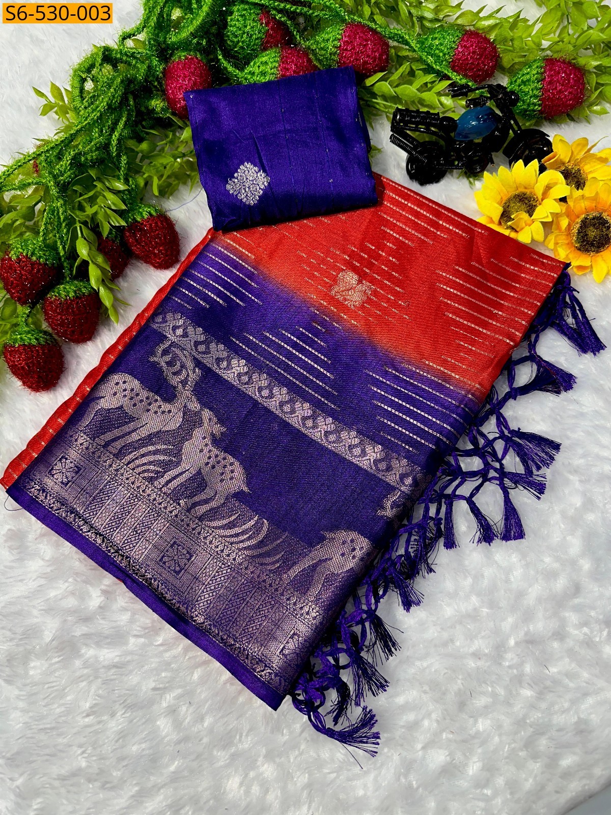 Orange Fancy Mysore silk saree