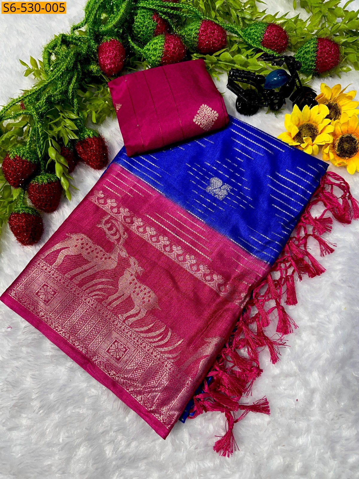 Blue Fancy Mysore silk saree