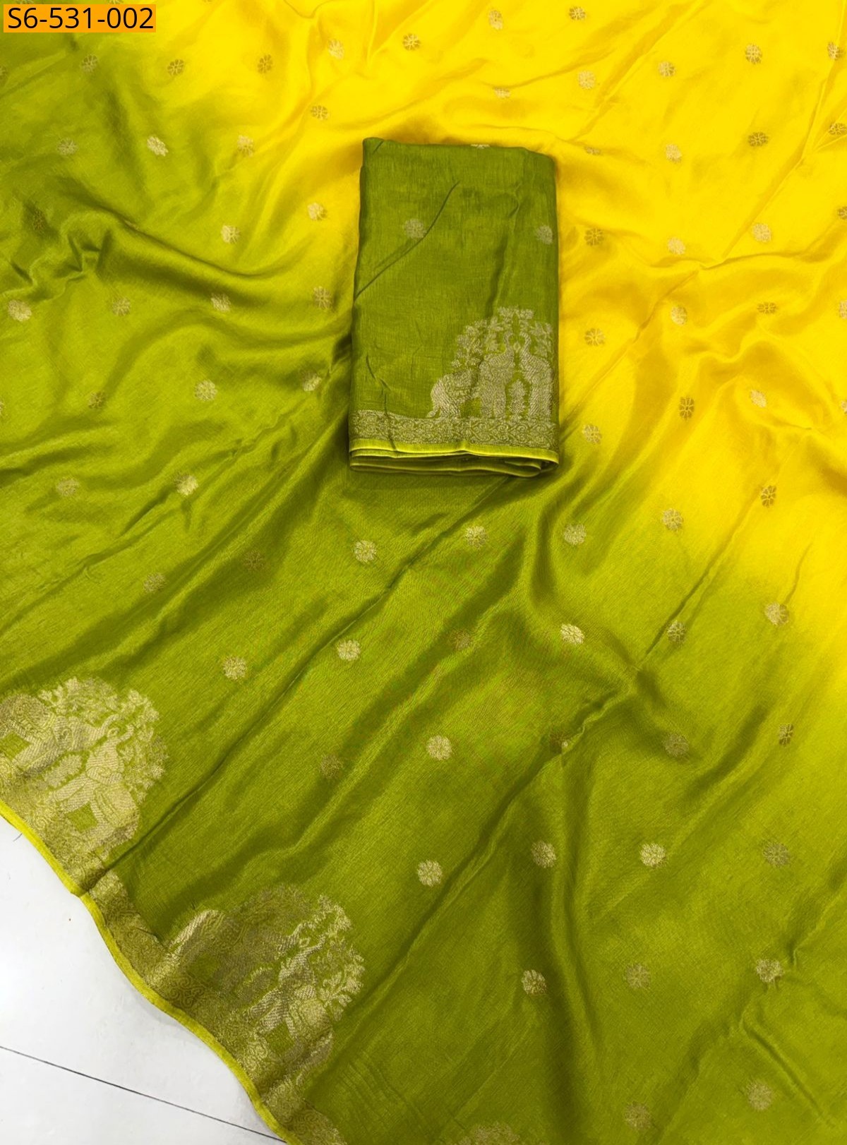 Neon Fancy Muslin Silk Shaded Saree