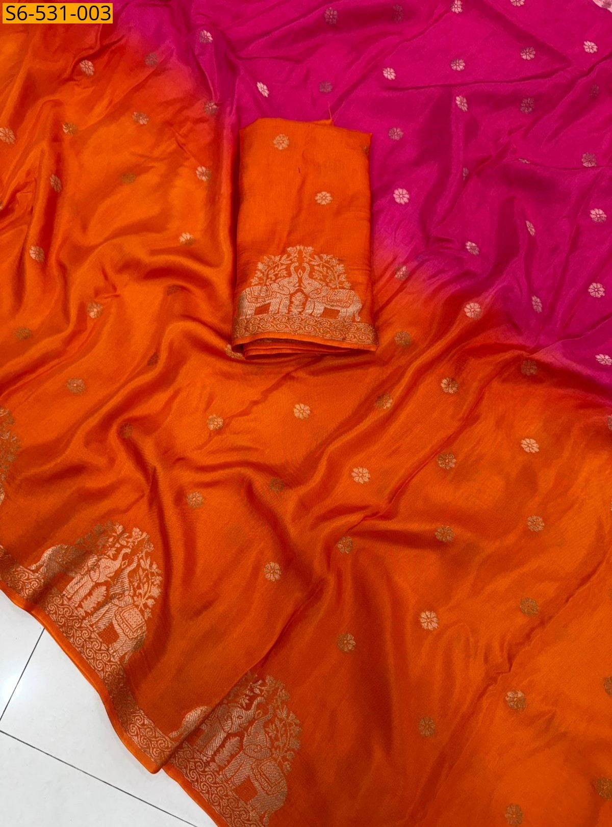 Pink Fancy Muslin Silk Shaded Saree