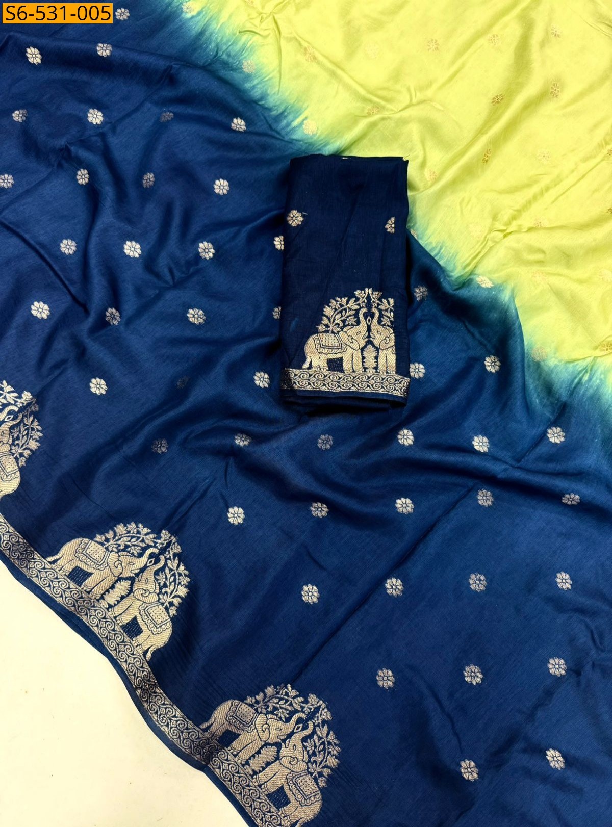 Yellow Fancy Muslin Silk Shaded Saree