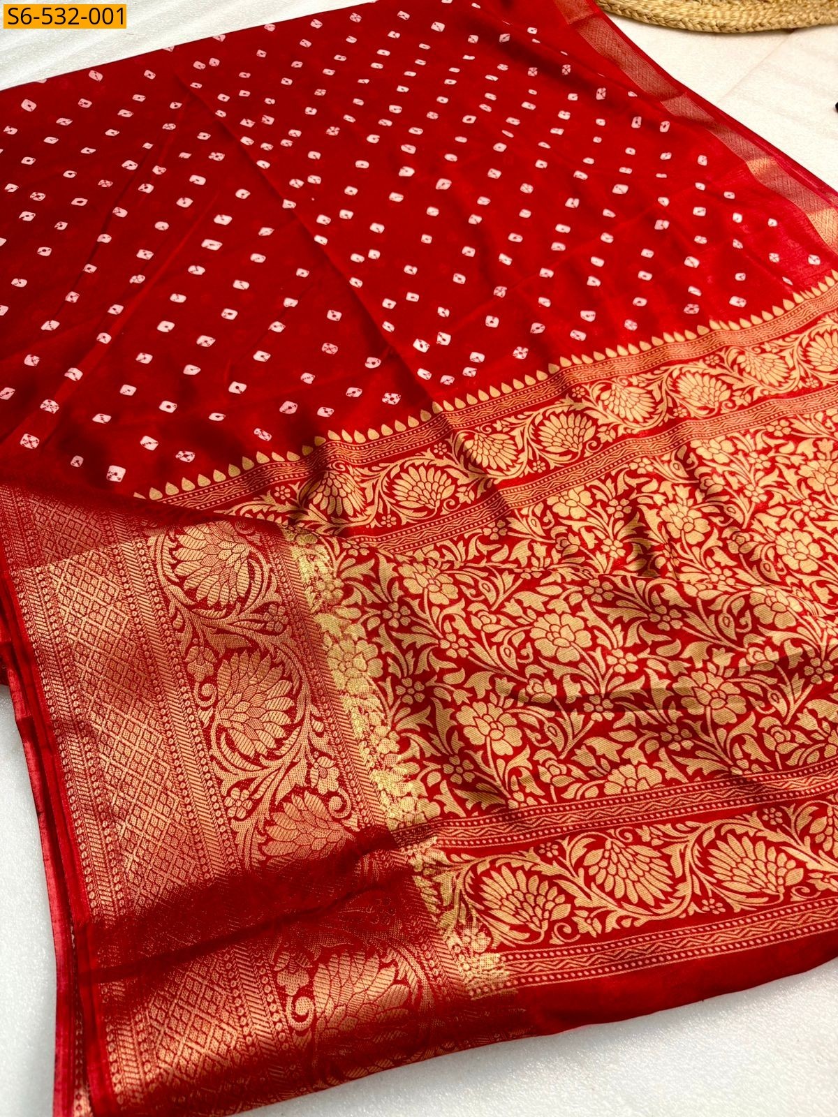 Red Dola Silk saree