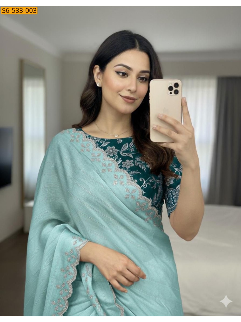 Sky blue Fancy Moss Chiffon saree Sky blue Fancy Moss Chiffon saree