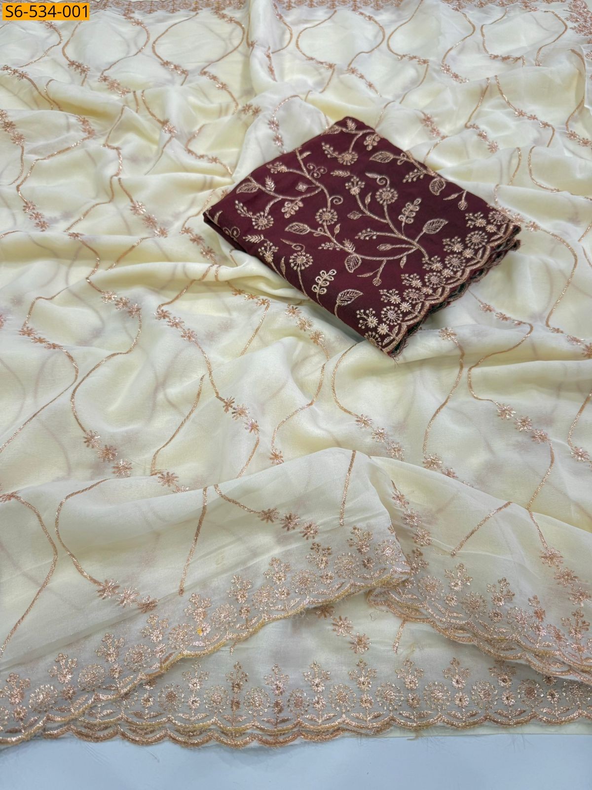 Half white Star Georgette Saree