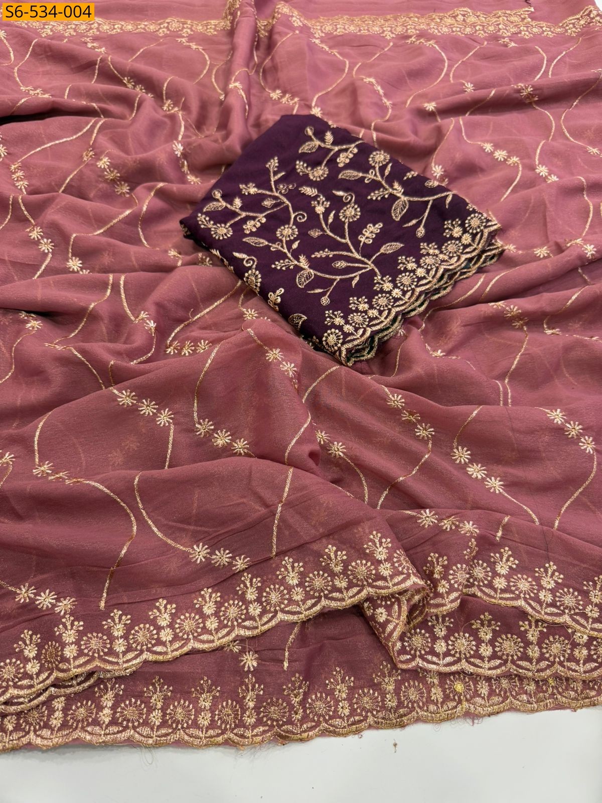 Pink Star Georgette Saree