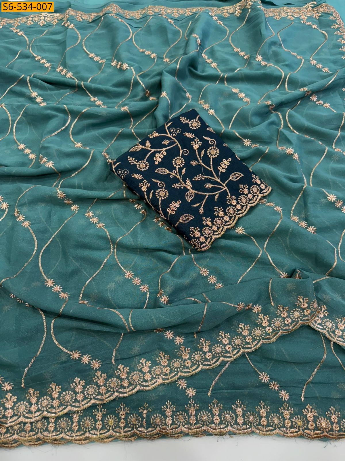 Blue Star Georgette Saree