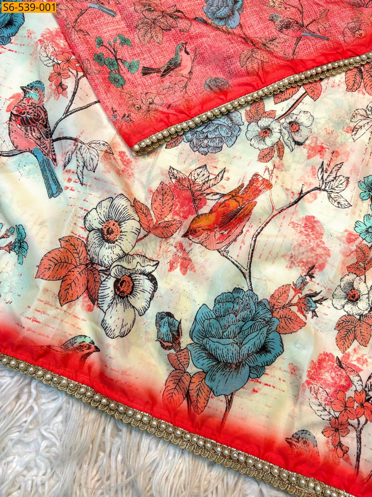 Half white Fancy Glass tissue sarees