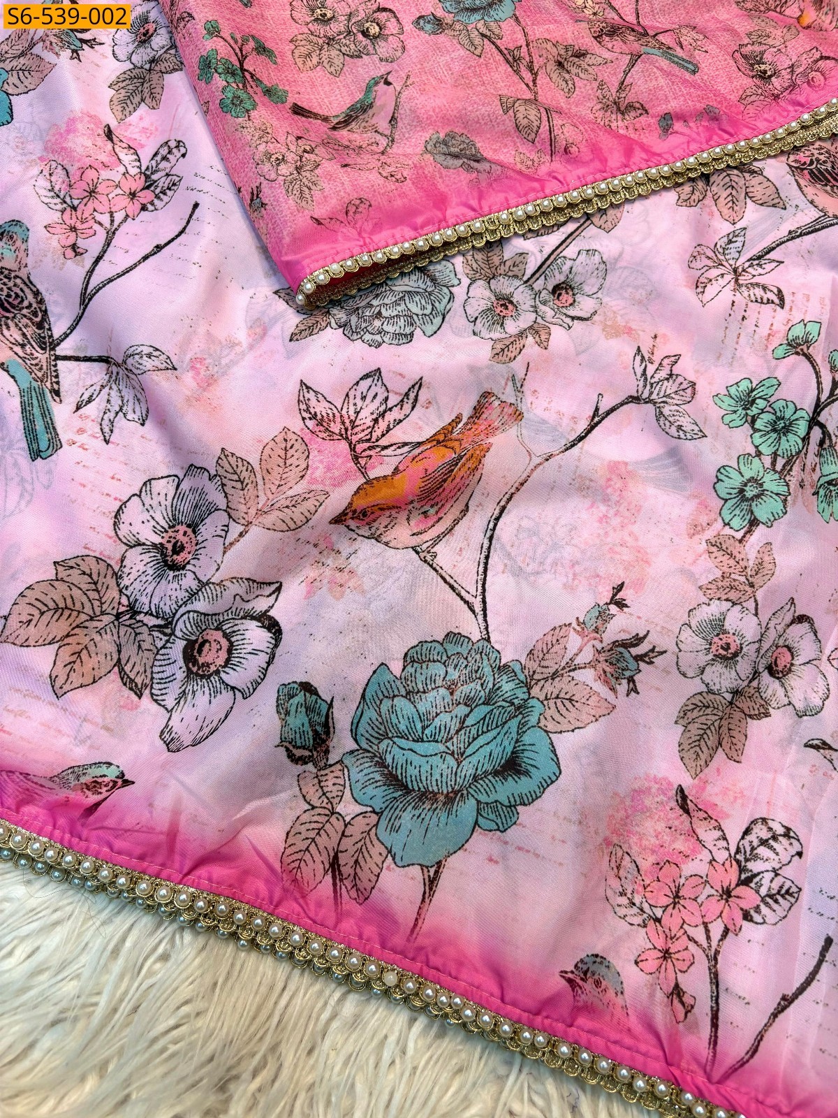 Pink Fancy Glass tissue sarees