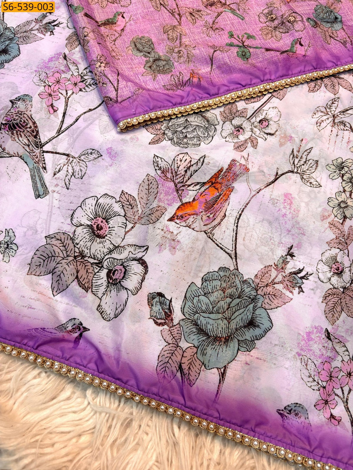 Lavender Fancy Glass tissue sarees