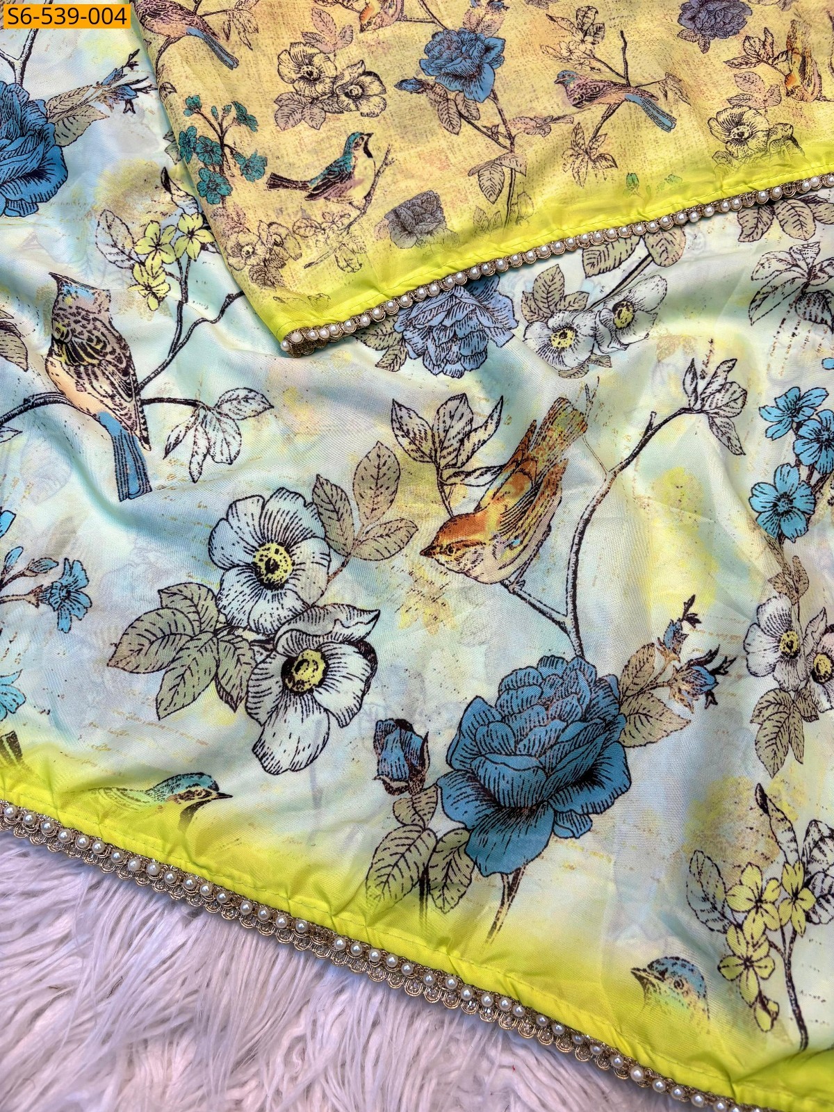 Half white Fancy Glass tissue sarees