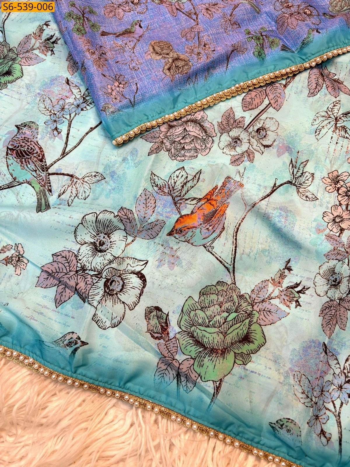 Blue Fancy Glass tissue sarees