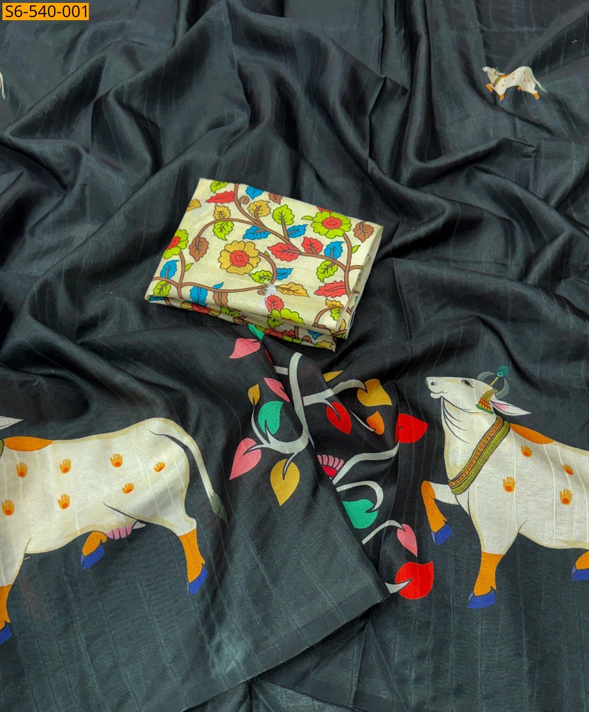 Black Fancy Tussar silk Sarees