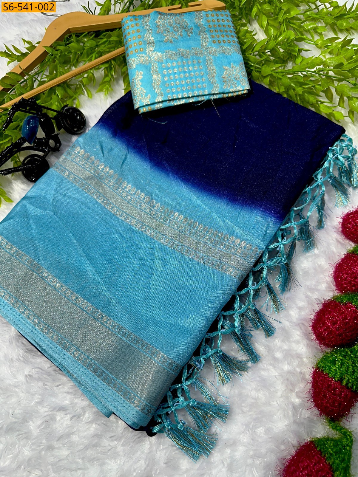 Blue Fancy Dola silk Sarees