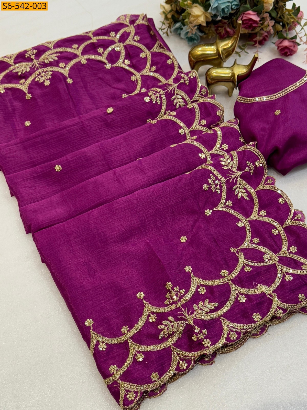 Pink Fancy chinnon silk Sarees