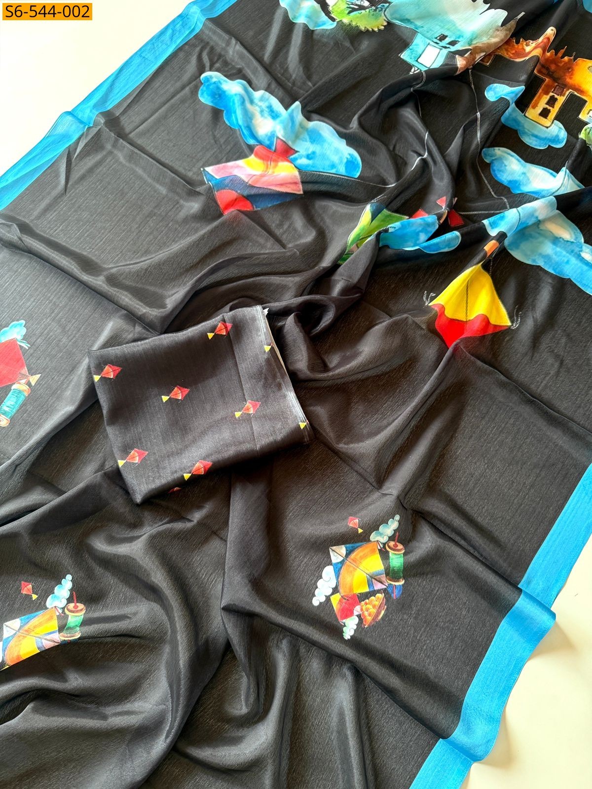 Black Soft chinnon Sarees