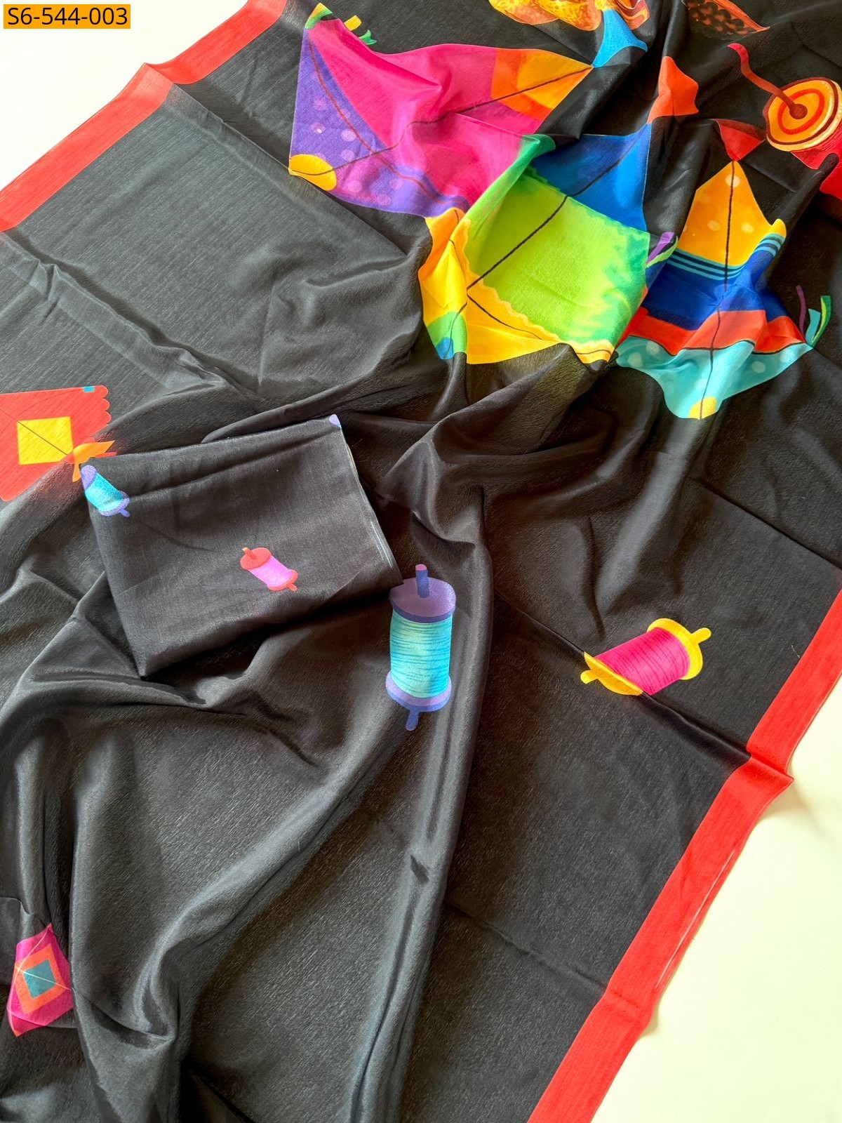 Black Soft chinnon Sarees