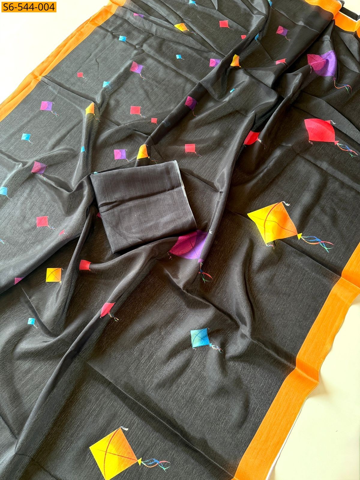 Black Soft chinnon Sarees