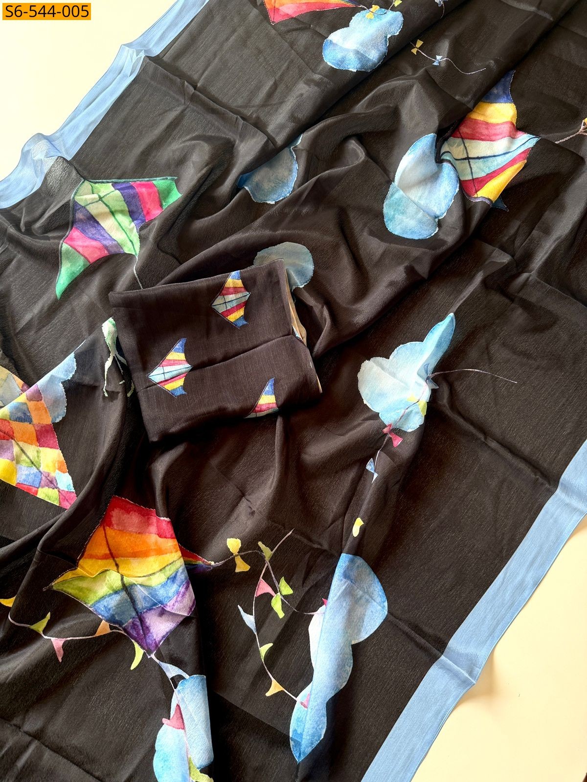 Black Soft chinnon Sarees