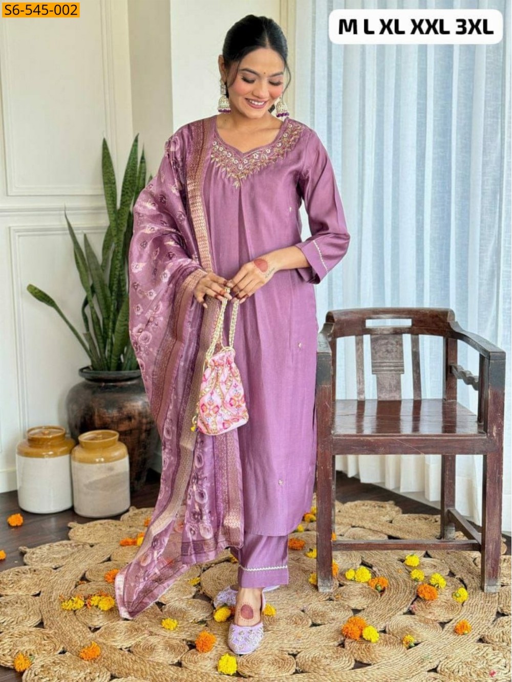 Lavender Roman Silk Kurti pant duppata set Lavender Roman Silk Kurti pant duppata set