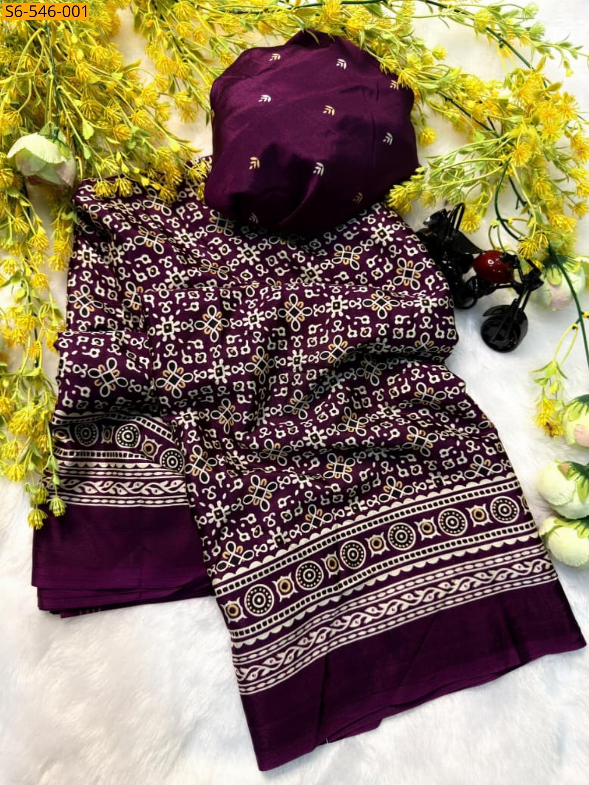 Wine Fancy Semi Gajji Creap silk Sarees