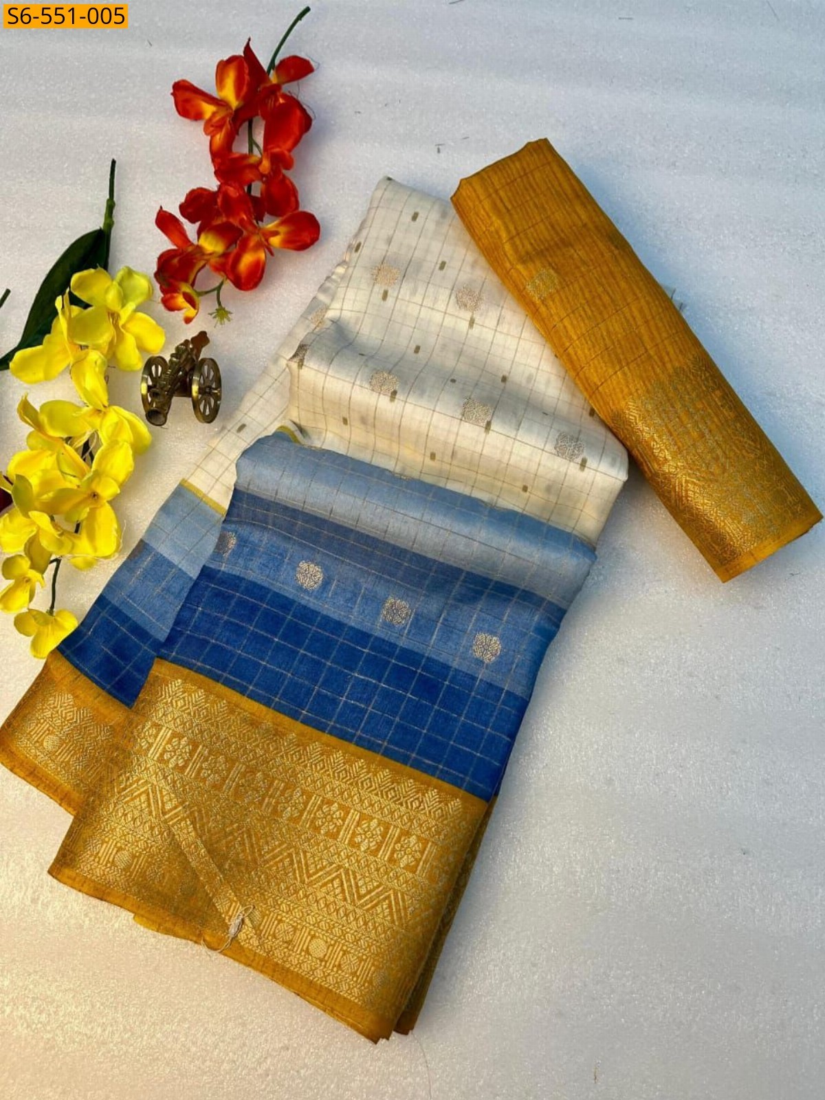 White Dola silk saree