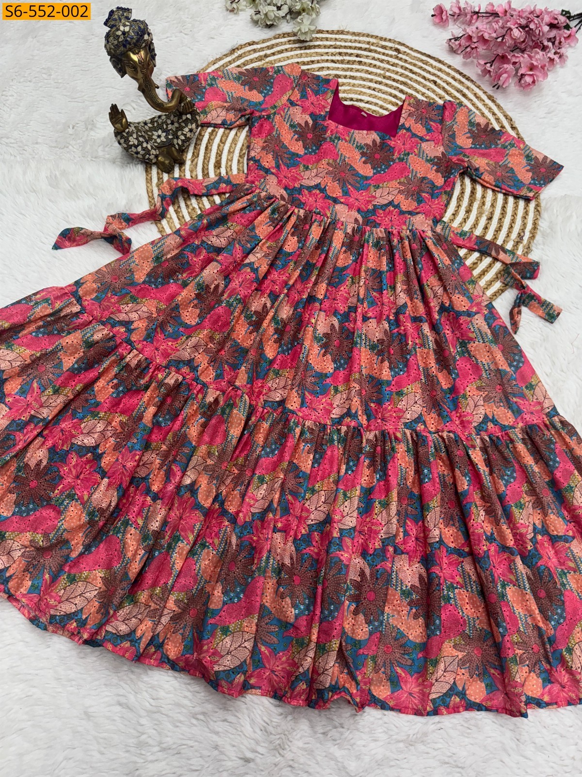 Peach Hakoba maxi kurti