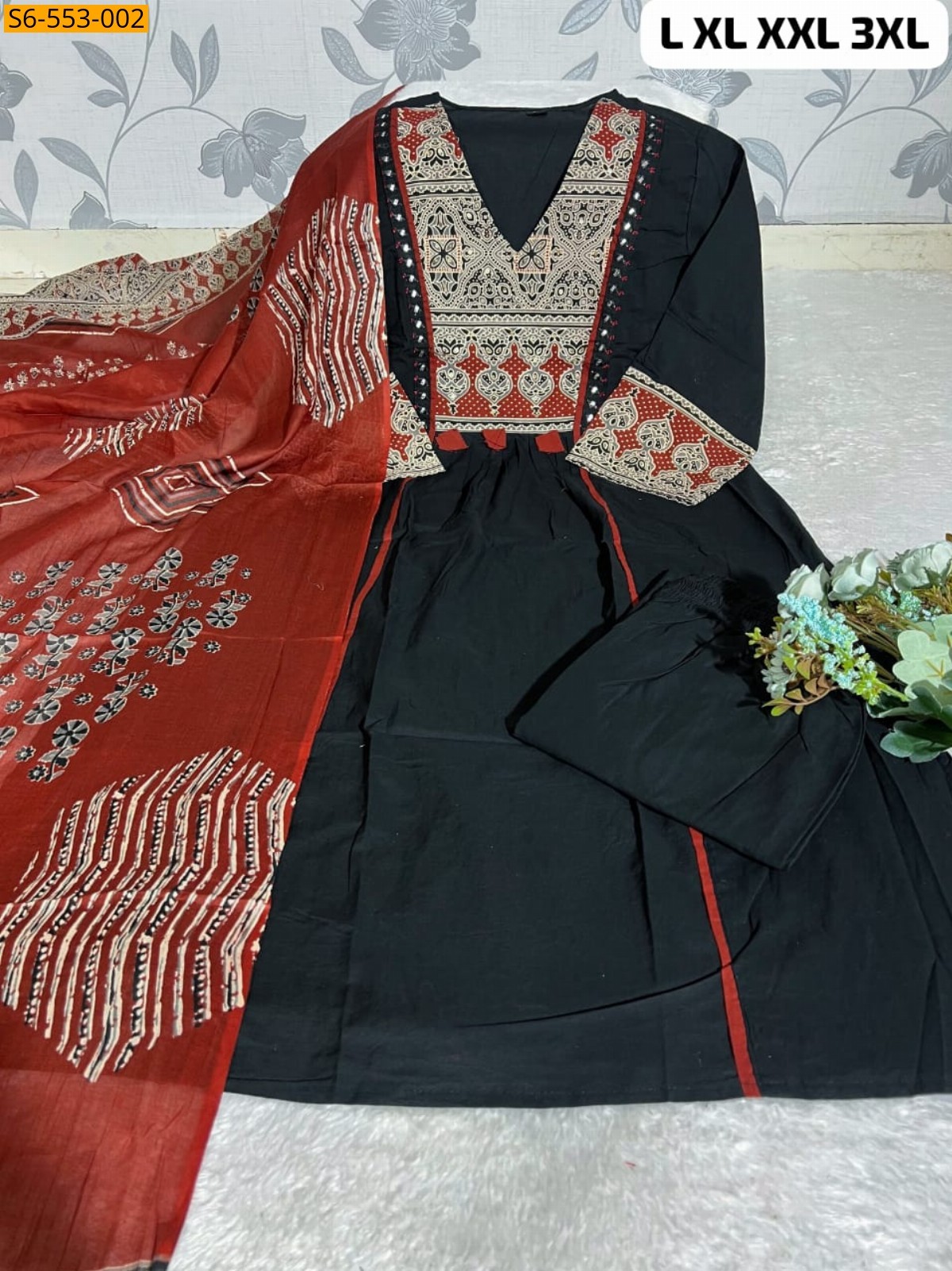 Black Kurti pant duppata set