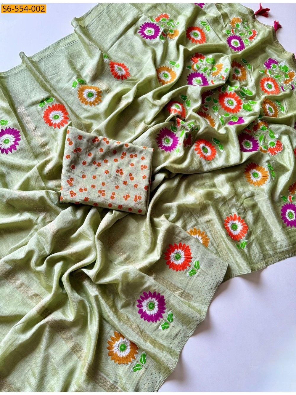 Fancy Soft Chinnon Silk Saree