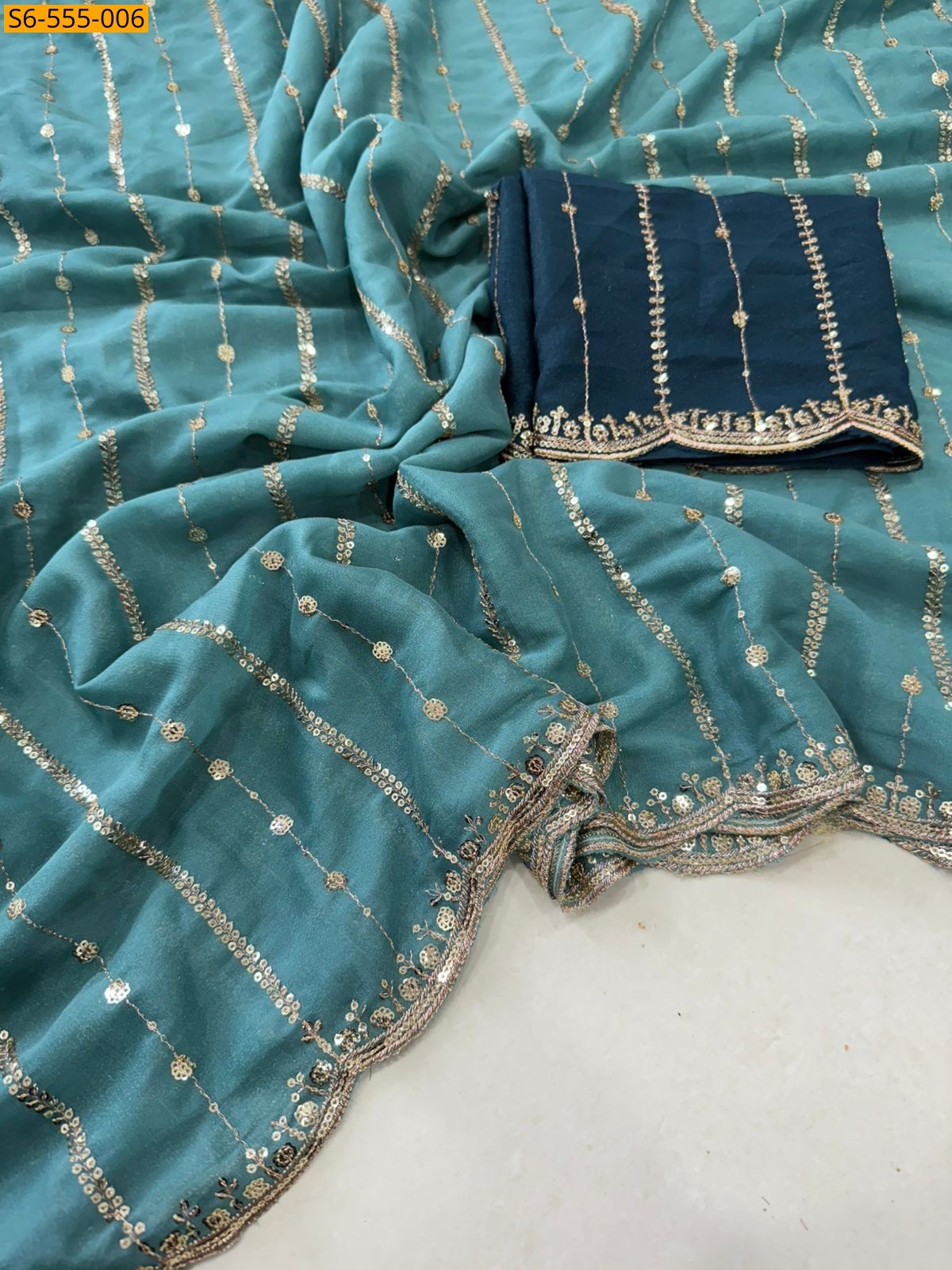 Blue Star Georgette  Saree