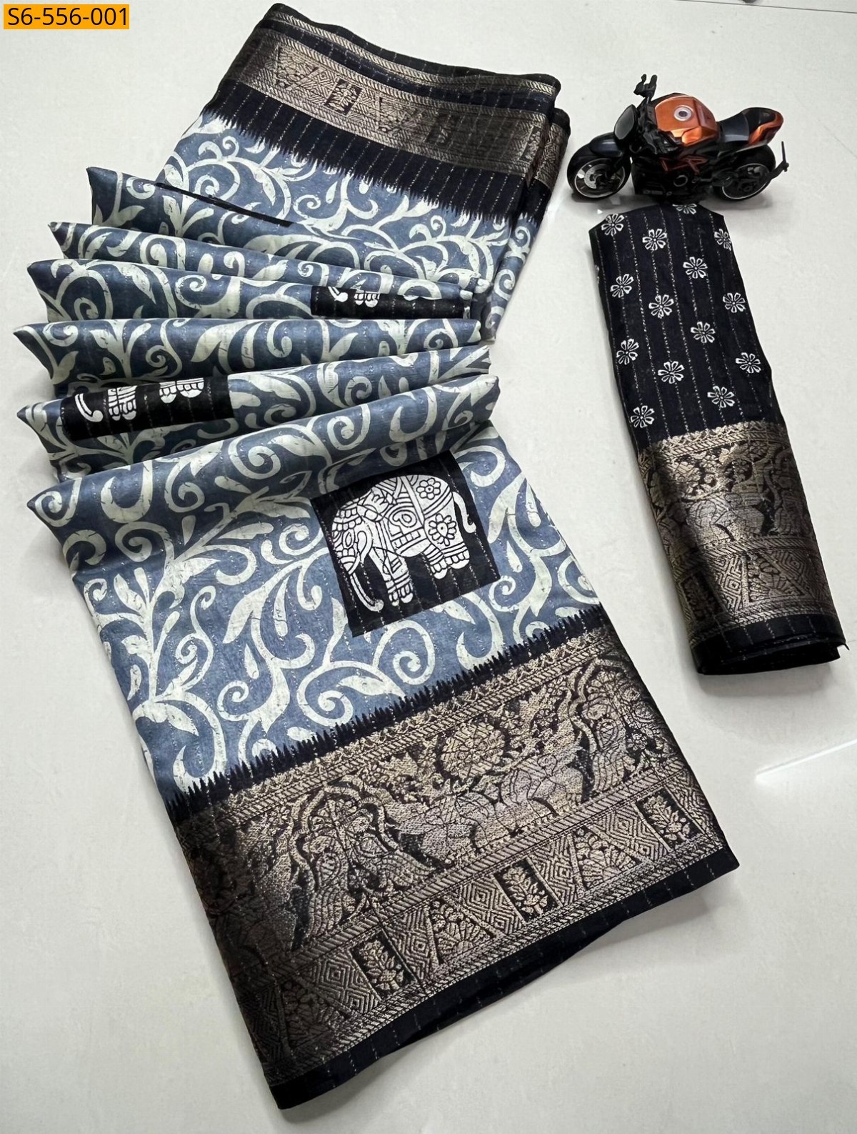 Gray Rekko silk Saree