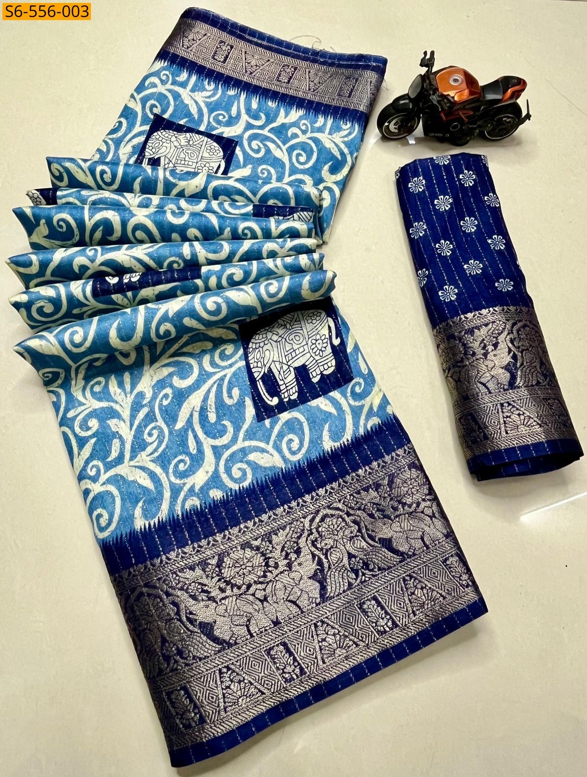 Blue Rekko silk Saree