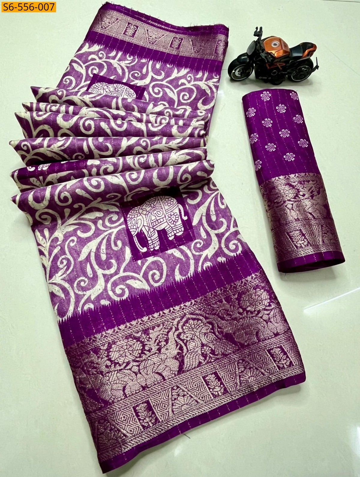 Purple Rekko silk Saree