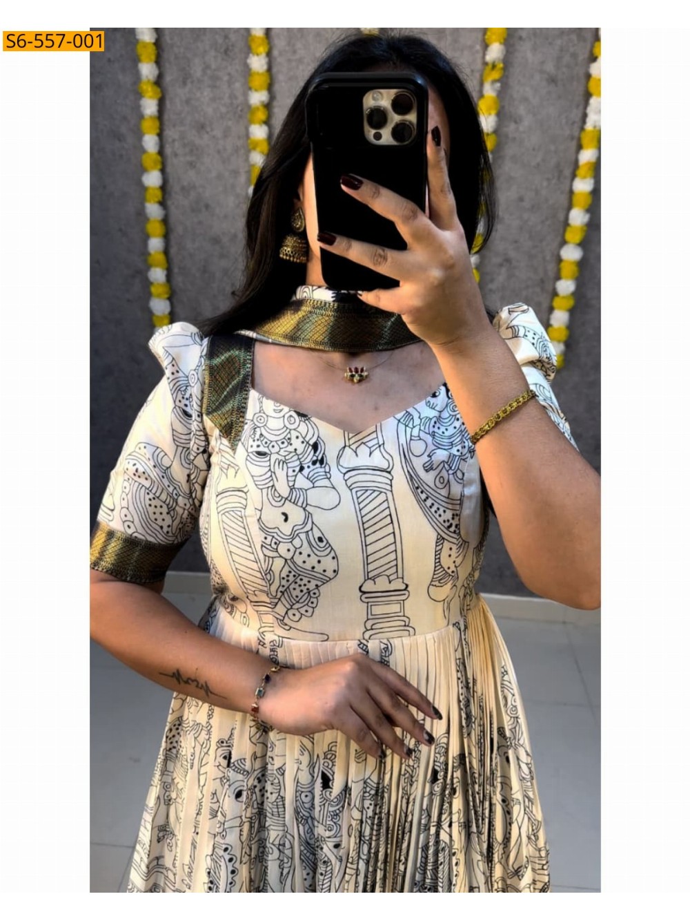 Half White Celebrity inspired kalamkari anarkali Half White Celebrity inspired kalamkari anarkali