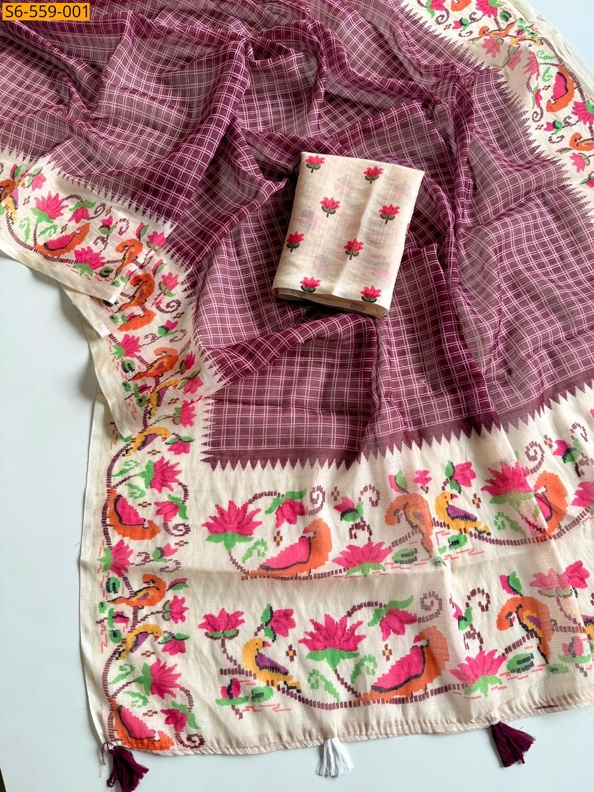 Brown Soft linen saree