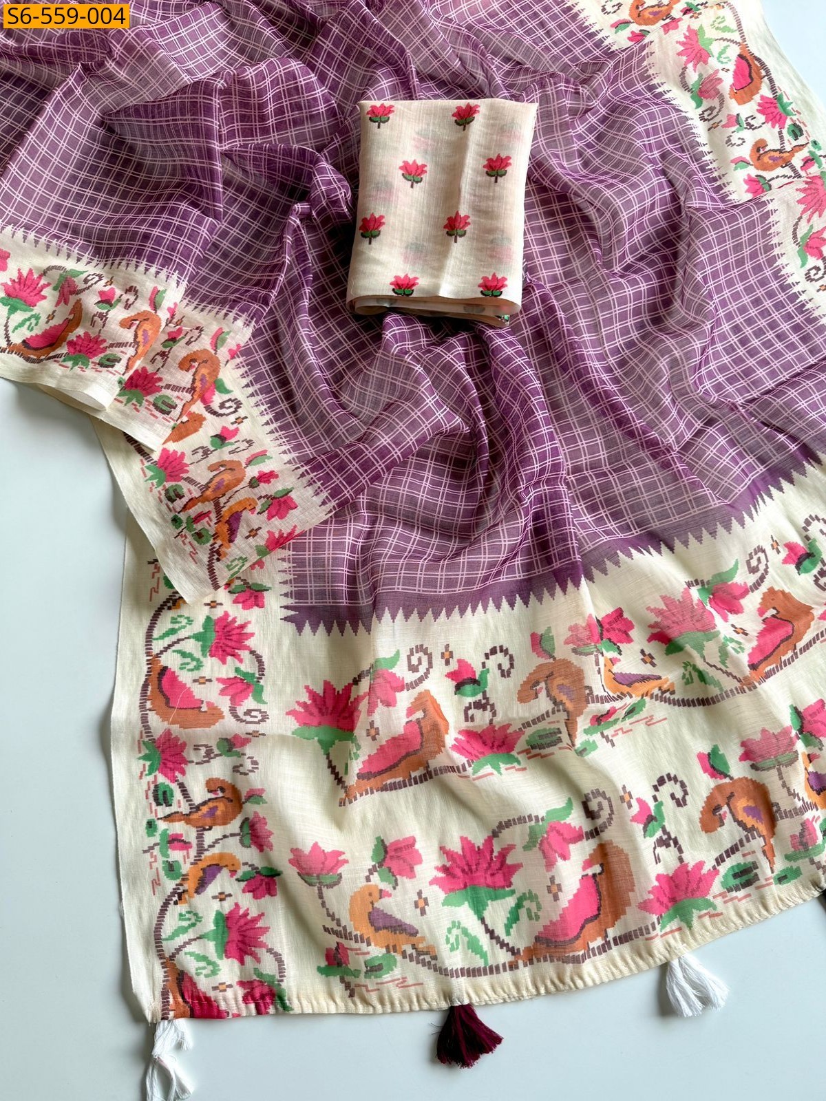 Onion Pink Soft linen saree