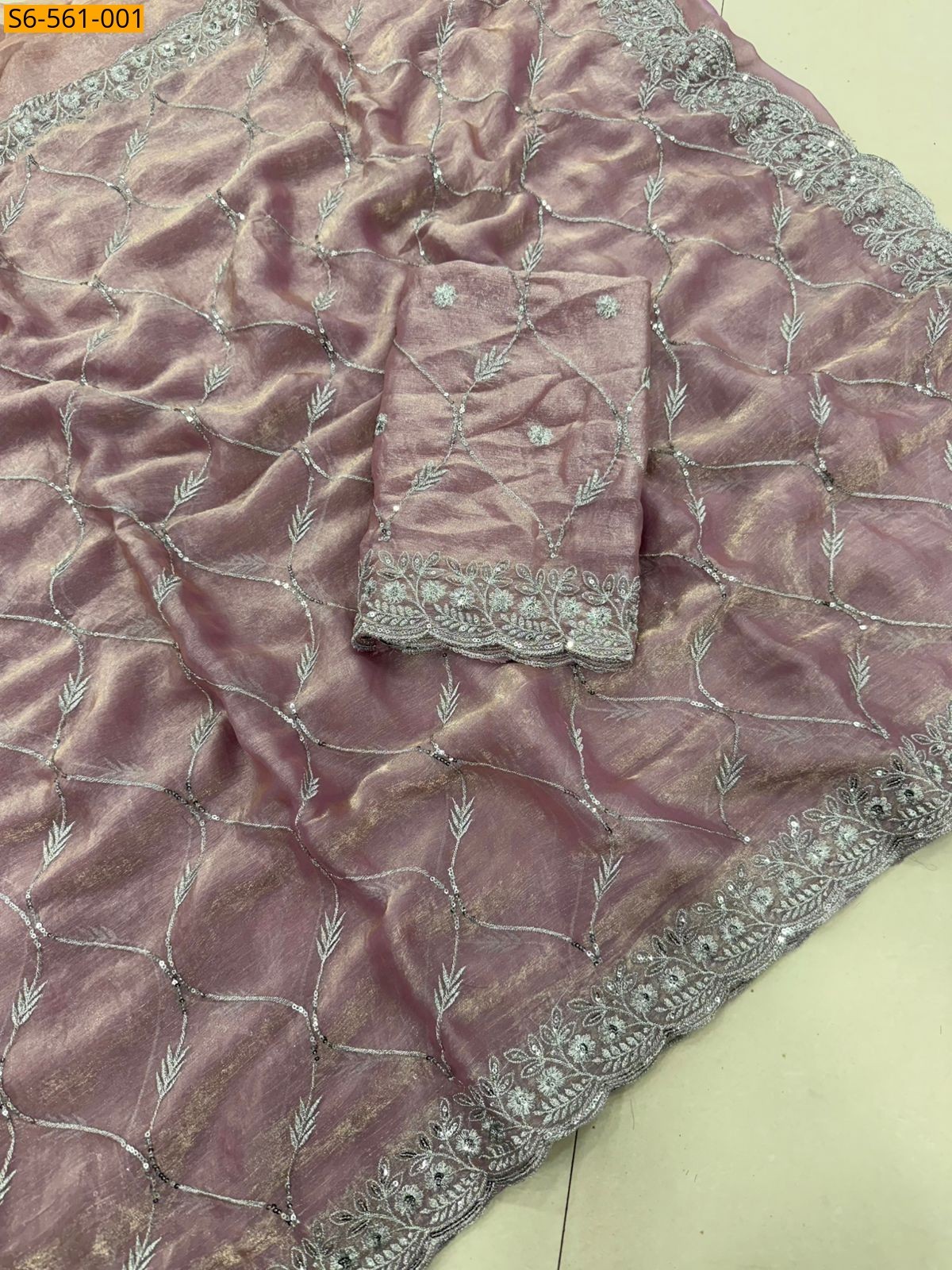 Onion Pink Fendy Chiffon Saree