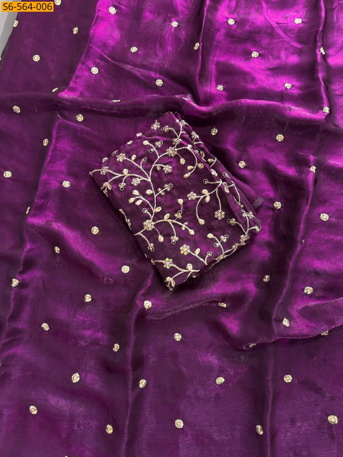 Purple Fendy Satin Saree