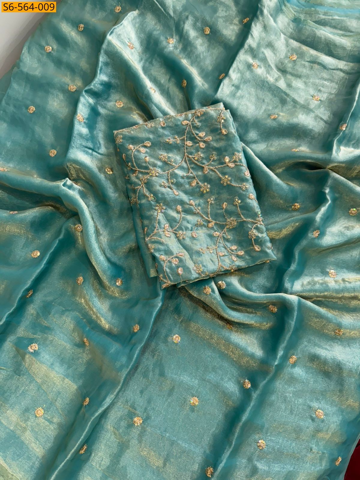 Pista green Fendy Satin Saree